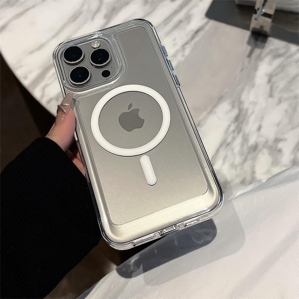 Transparent magnetic phone case suitable for Apple phones