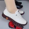 Soft Leather Shoes Comfortable Flat Lace-up Shoes Beef Tendon Sole Soft Bottom Soft Surface Plus Size Women's Shoes