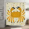 Modern Bathroom Decor Shower Curtain Cartoon Crayfish Design with Black and Yellow Colors, Waterproof Fabric for Home Decoration