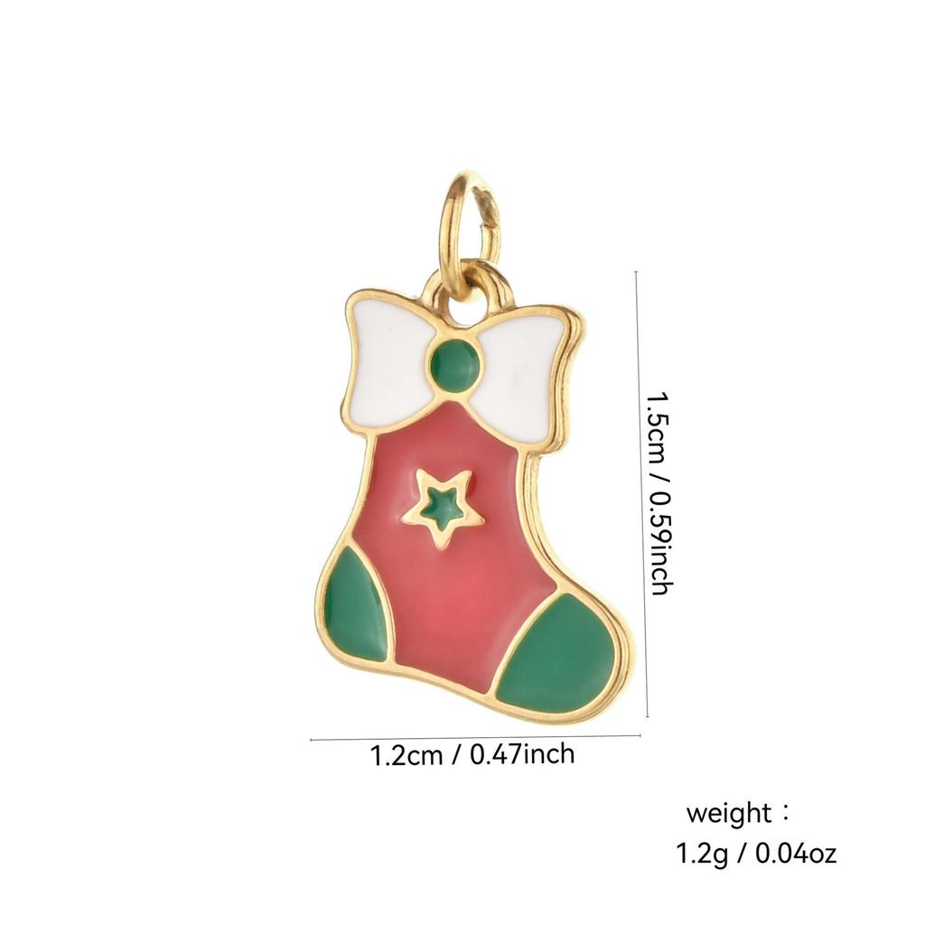 Weihnachts-Schlüsselanhänger aus Edelstahl mit Anhängern von Weihnachtsmann, Schneemann, Glocke und Elch