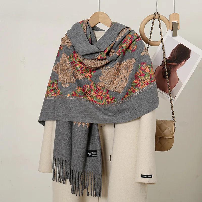 

Cashmere Women Floral Scarf Winter Warm Shawl and Wrap Shawl Winter Paisley Pashmina Blanket Poncho Stoles Print Cashmere Scarf верблюд