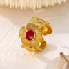 Anello in Acciaio Inossidabile con Gocce Irregolari Floreali Francesi - Design Lussuoso e Resistente ai Colori per Donne