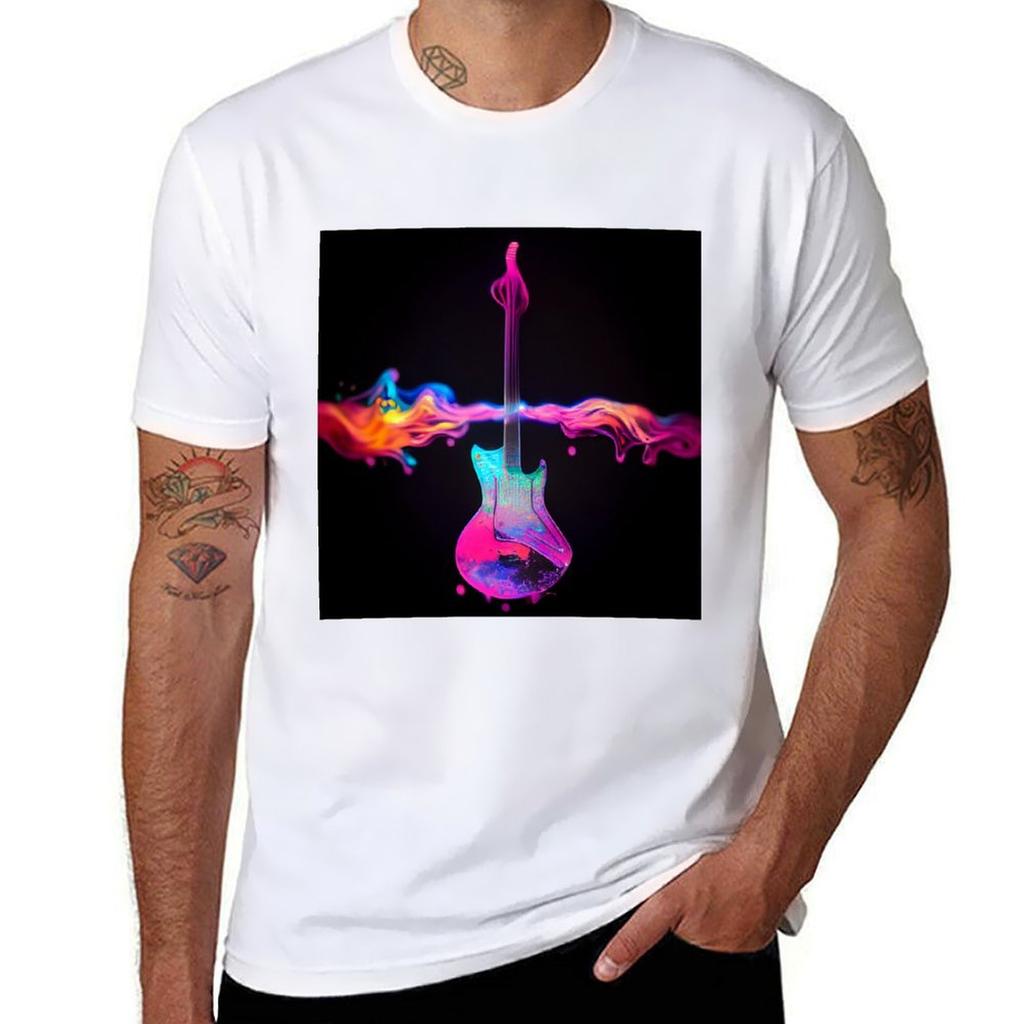 Radioactive Guitar On Colors TShirt Casual Fashion Print Tee Top