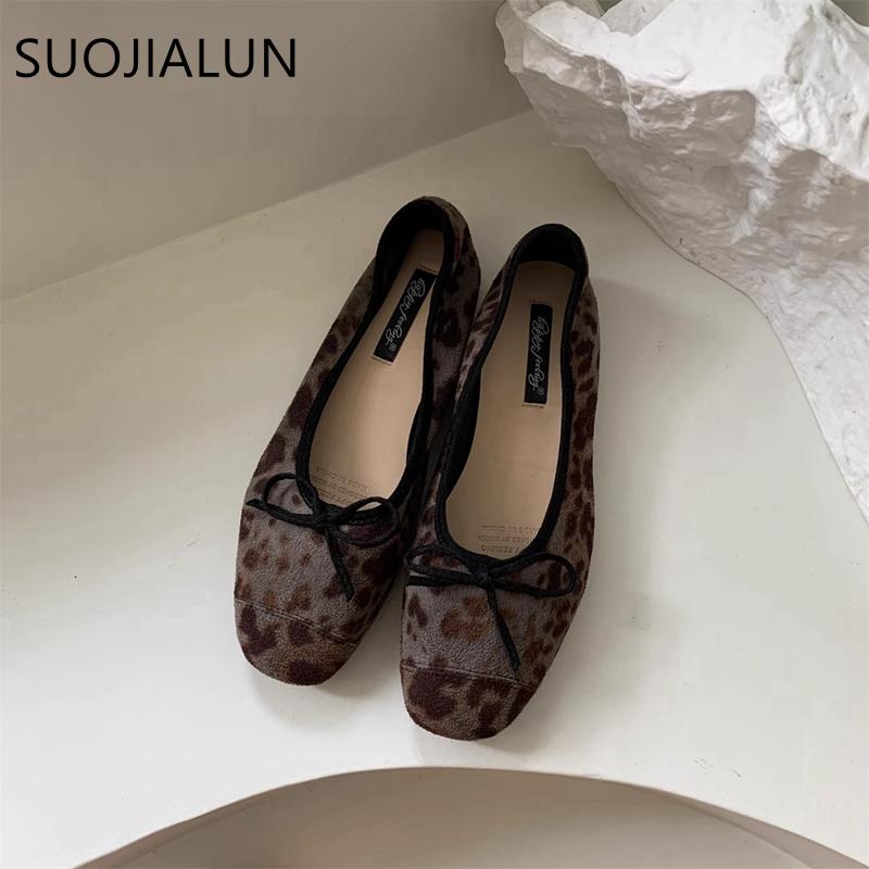 Fashion SUOJIALUN Spring New Women Flat Sheos Fashion Round Toe Shallow Slip On Ladies Ballerinas Shoes Soft Sole Outdoor Ballet Shoes