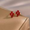 Black Four-Leaf Clover Earrings - Japanese & Korean Niche Design, Light Luxury Forest Style for Women