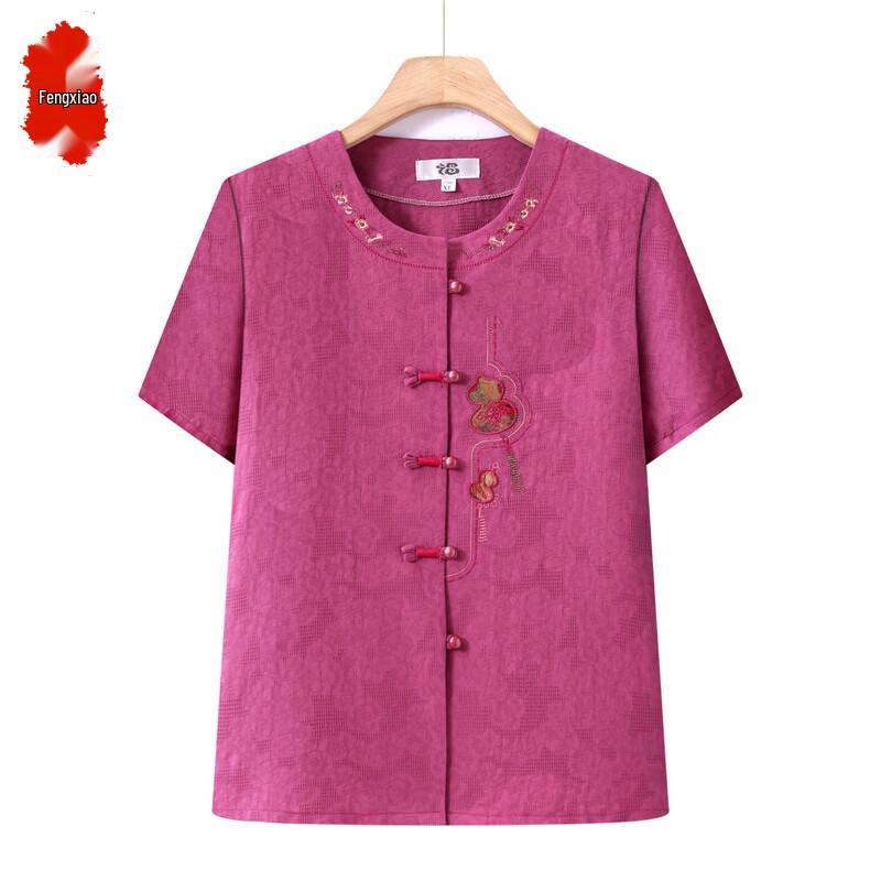 Women s Embroidered Chinese Style Summer Blouse 3XL