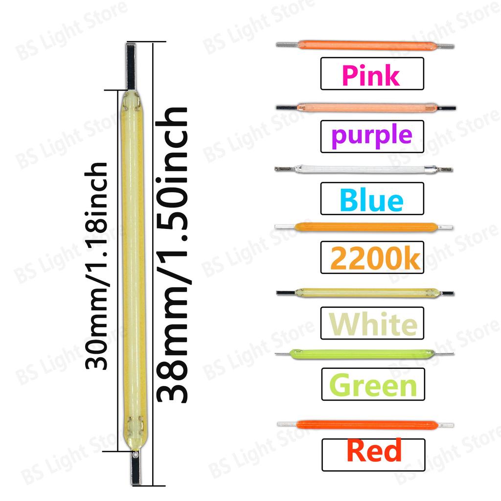 10-900pcs LED Filament 38mm 3V 2200k Warm White Pink Red Blue Green Purple Edison Light Bulb DIY Home Lighting Light Source