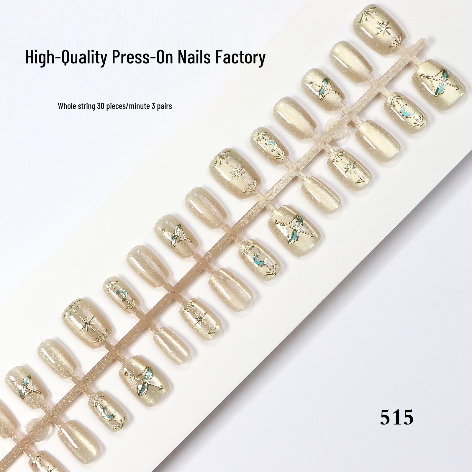 Gold Leaf Press-On Nails: Sparkly Cupid s Arrival French Cat Eye Tips