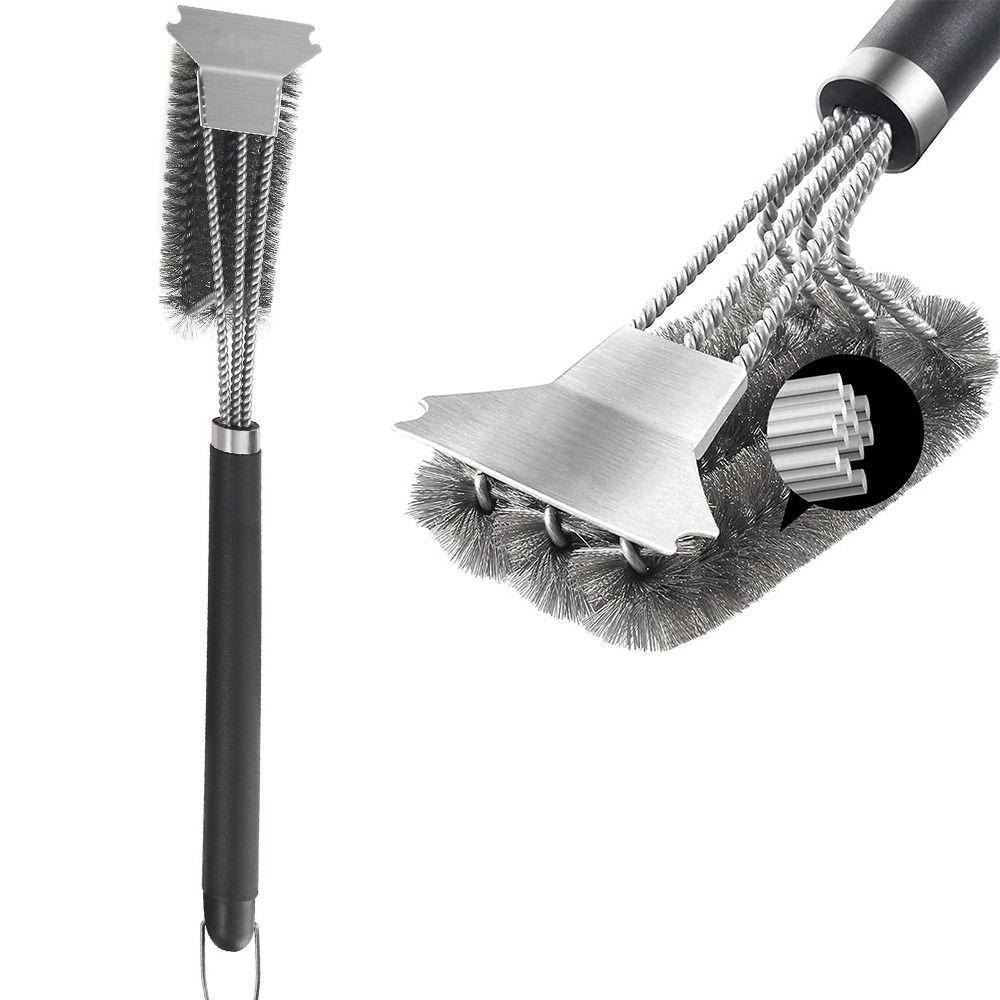 

Stainless Steel Wire Bristle Grill Brush Bristle Free BBQ Cleaning Brush Kit Outdoor