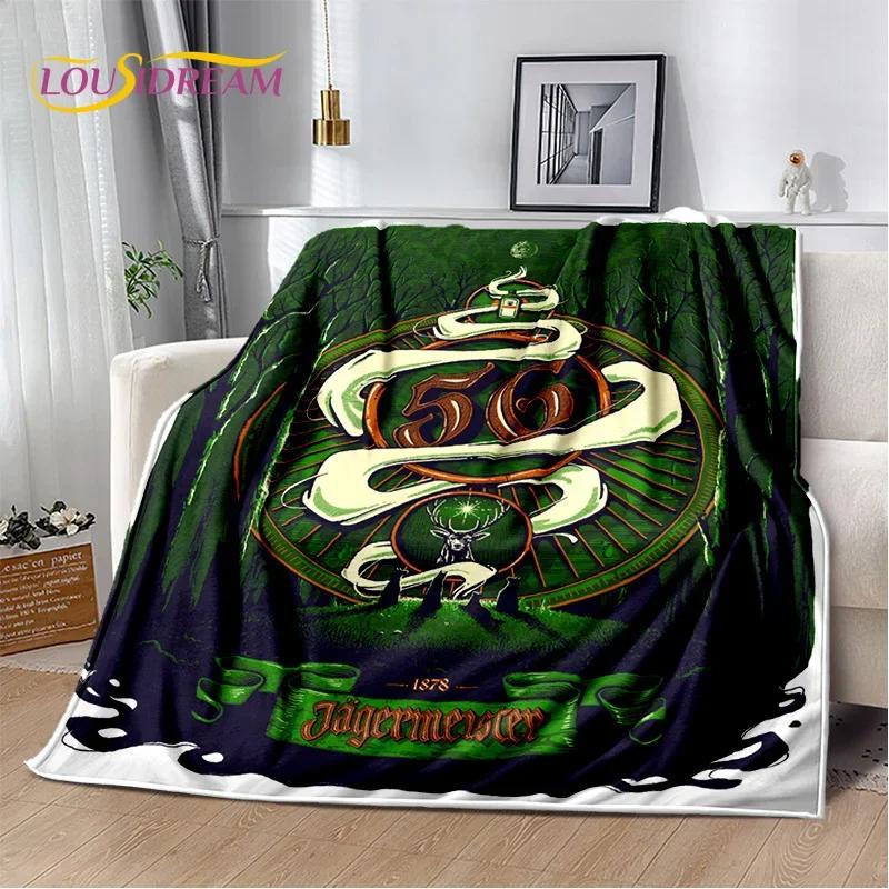 3D German Jaegermeister Logo Elk Soft Flannel Blanket for Beds Bedroom Sofa Picnic,Throw Blanket for Cover Outdoors Leisure Gift