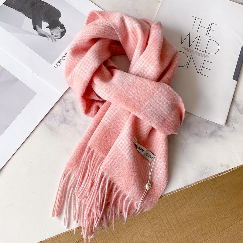 Wool plaid scarf British classic unisex couple winter warm scarf