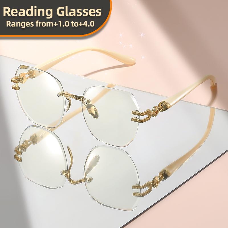 Retro Workplace Style Borderless Reading Glasses Ultra-Clear Lenses Daily Wear Reading Glasses For Reading