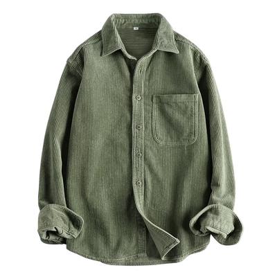 Men's Corduroy Long-sleeved Autumn and Winter Retro Casual Khaki Trendy Single Pocket Shirt, Fashionable and Versatile
