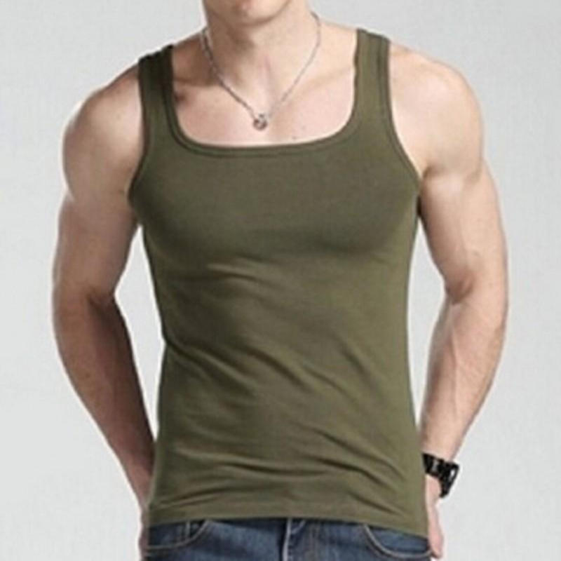 Fashion Men Summer Sleeveless Sports Tank Tops Casual Solid Color Fitness Bodybuilding Vest Undershirts