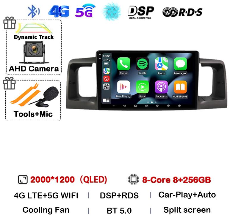 Android 14 Carplay Auto WIFI 4G Car Radio For Toyota Corolla E120 E 120 BYD F3 2007 2008 2009 2010 2011 Stereo Multimedia Player