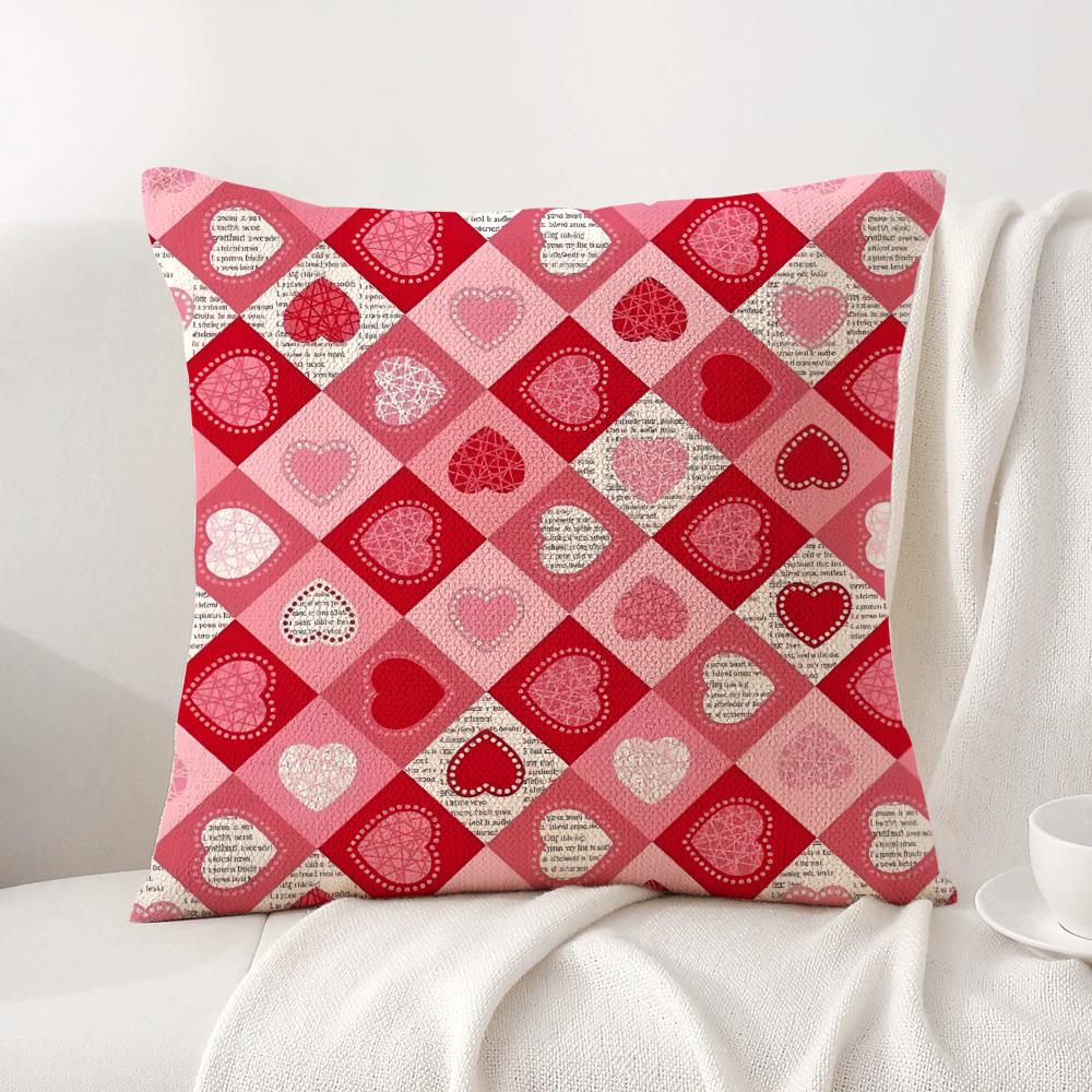 Valentines Day Cushion Cover Natural Linen Organic Fabric DoubleSided Printing Sofa Home Decor Gift Pillow Cover