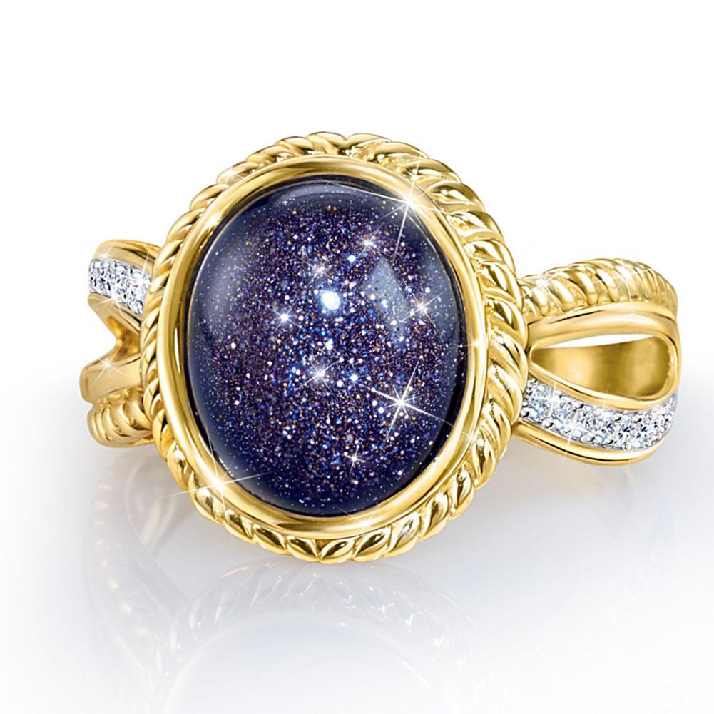 BLUELANS RINGS Sky Inlaid Band Elegant Starry Twist Women Ring Wedding Jewelry Gift