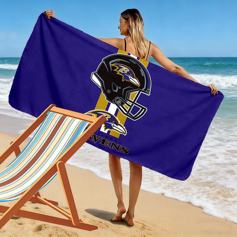 Ravens Print Beach Towel, Large Soft Quick Dry Towel for Beach Camping Swimming