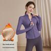 Women's Slimming Lambswool Jacket – Stand Collar, Velvet-Lined, Thick, Stretchy, Warm Yoga Top for Autumn & Winter