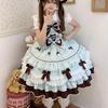 Summer Original Sweet Lolita Jsk Dress Cute Bow Lace Stitching Kawaii Girls Women Elegant Slim Suspender Dresses