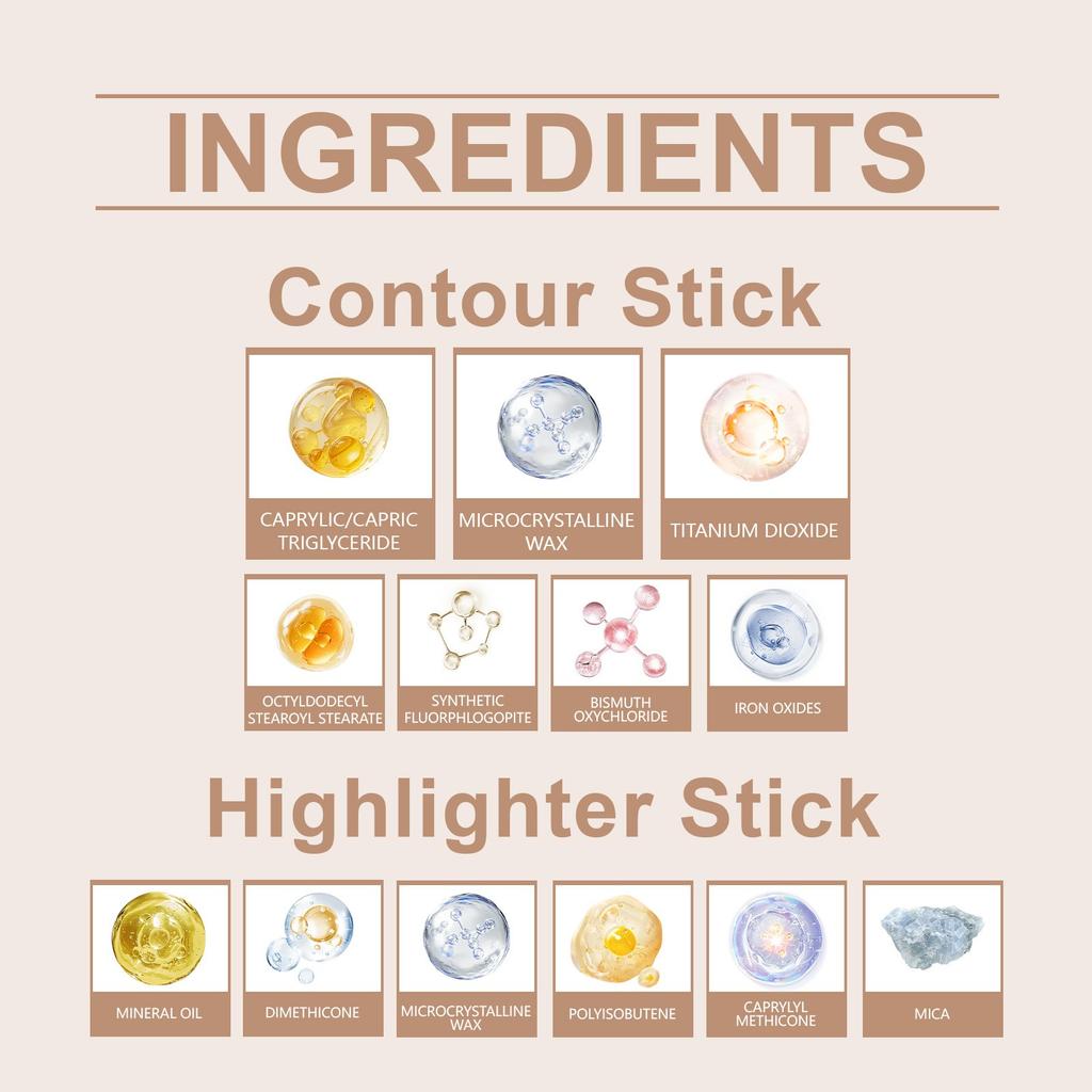 2in1 Highlighter Stick With Blush, Cream Double Concealer And Blush, Contouring Stick,1pc,