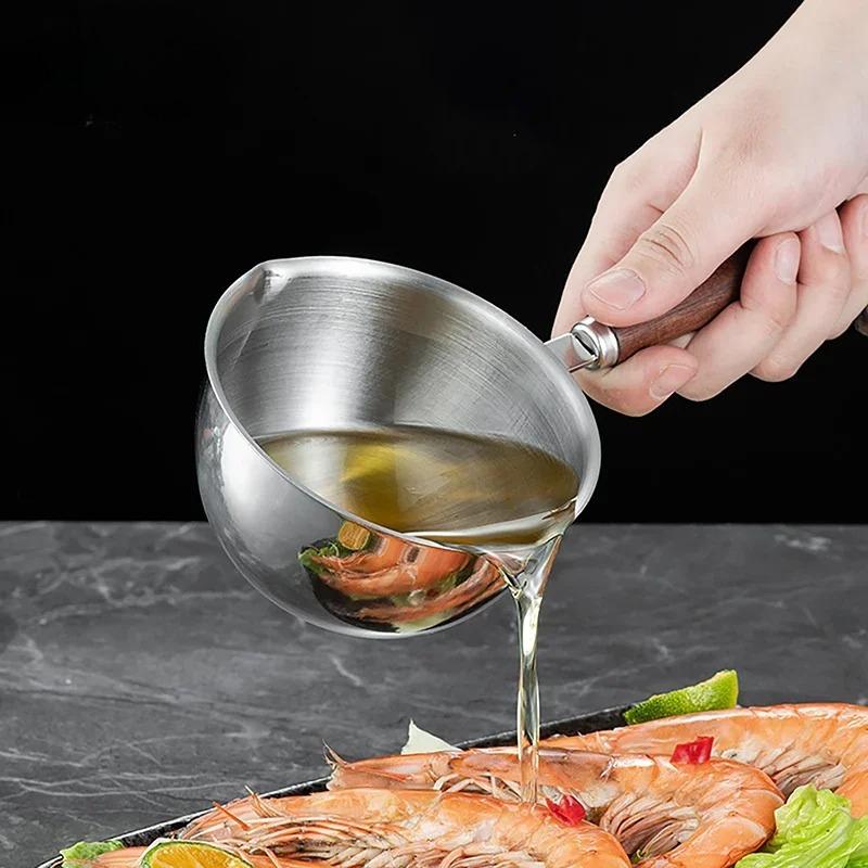 1pc Stainless Steel Saucepan,Hot Oil Pan, Melting Pan, Flat-bottomedOil Pan, Small Pot for Mini Complementary Food, Hot Milk Mel
