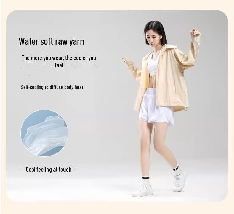 LULU OIOI Unisex Eisseiden-Sonnenschutzjacke mit breiter Krempe, Anti-UV, dünn und atmungsaktiv für Sommer-Outdoor-Aktivitäten.