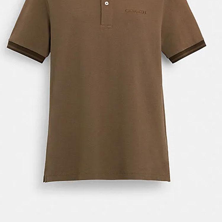 Coach Ss24 Logo Letter Print Short Sleeve Polo Shirt Men Polo Shirts Sand-Yellow CR488-SND