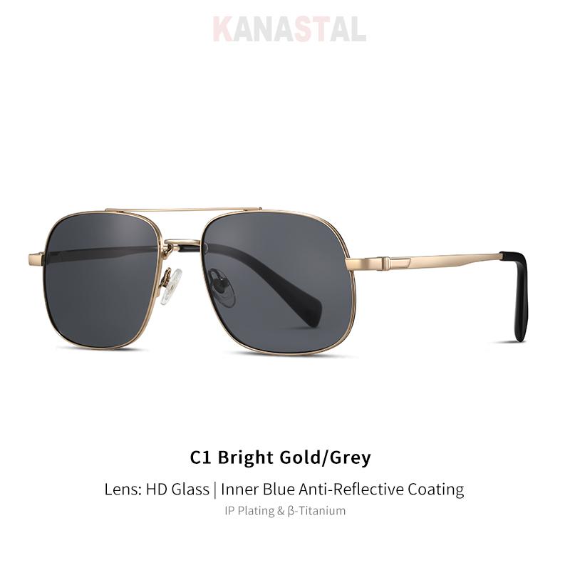 

Men Sunglasses Pilot Sun Glasses Anti Scratch HD Glass Lenses Pure Titanium Eyeglasses Frame Driving Goggles UV400 Shade Eyewear