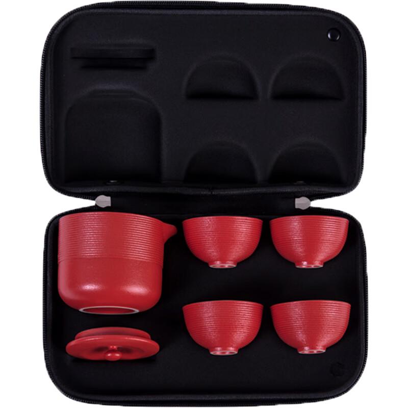 

LOHAS POTTERY Red Dot Swirl Portable Tea Set