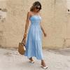 Europe and the United States New Sleeveless Tube Top Dress In Summer To Win Solid Color Ruffle Edge Holiday Style Dress Women