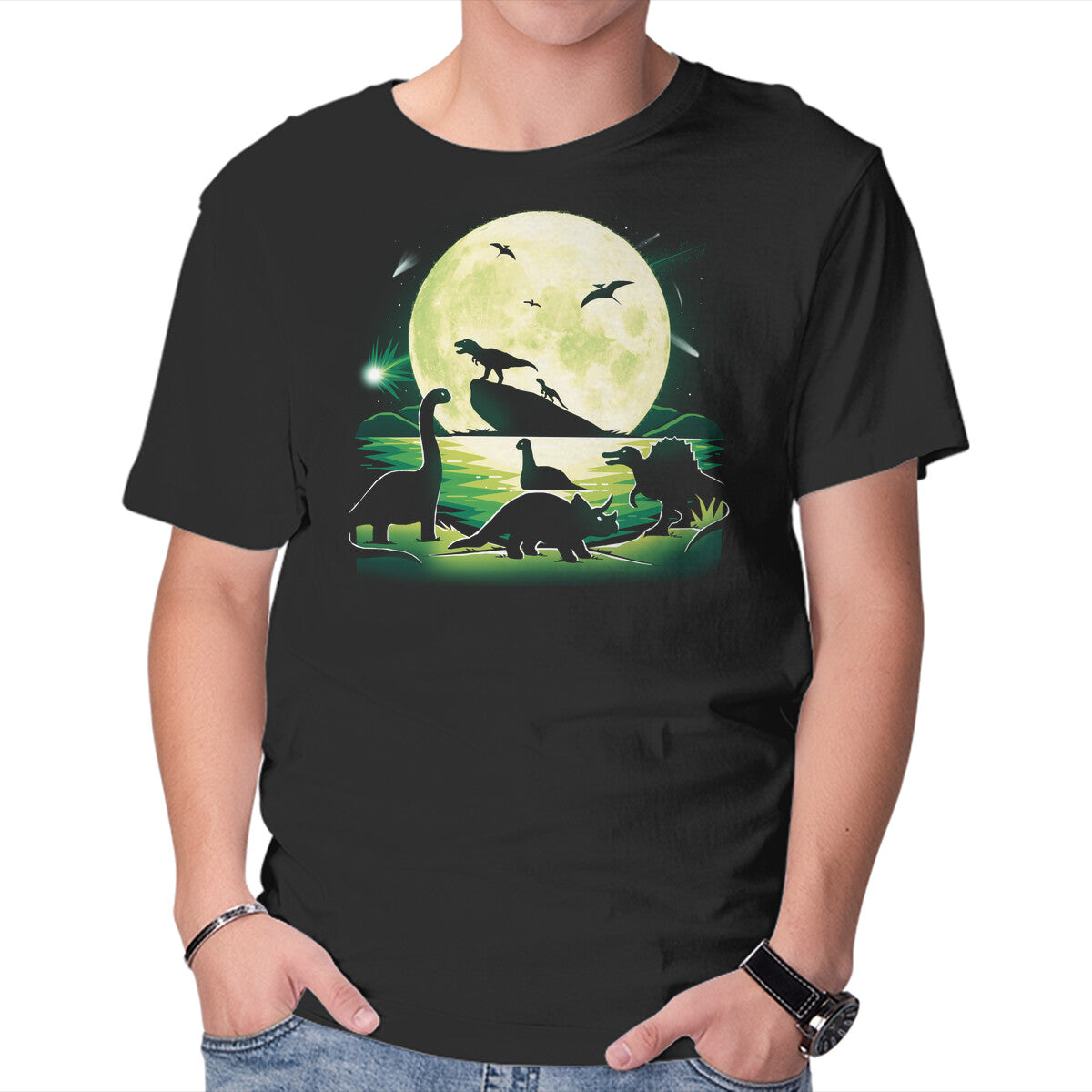 Unisex Crew Neck T-Shirt Jurassic Animals Graphic Short Sleeve Casual Tee XL