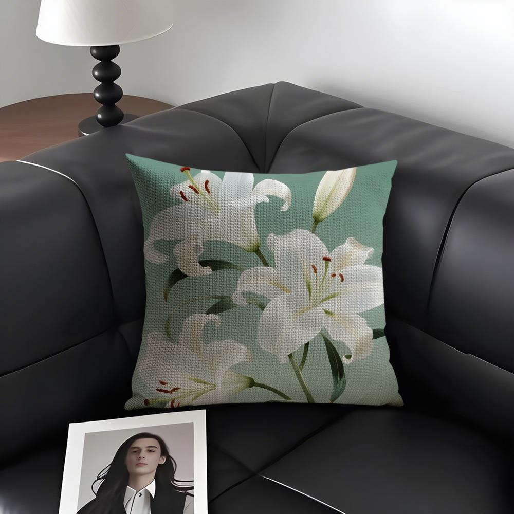 Lily Luxury Cushion Cover Natural Linen Organic Fabric Double-Sided Printing Sofa Home Decor Gift Pillow Case