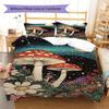 Mushrooms Flowers Pattern Bedding Quilt Set Quilt Cover Pillowcase Home Decoration Gift (1 * Duvet Cover + 2 * Pillowcase, Without Core)