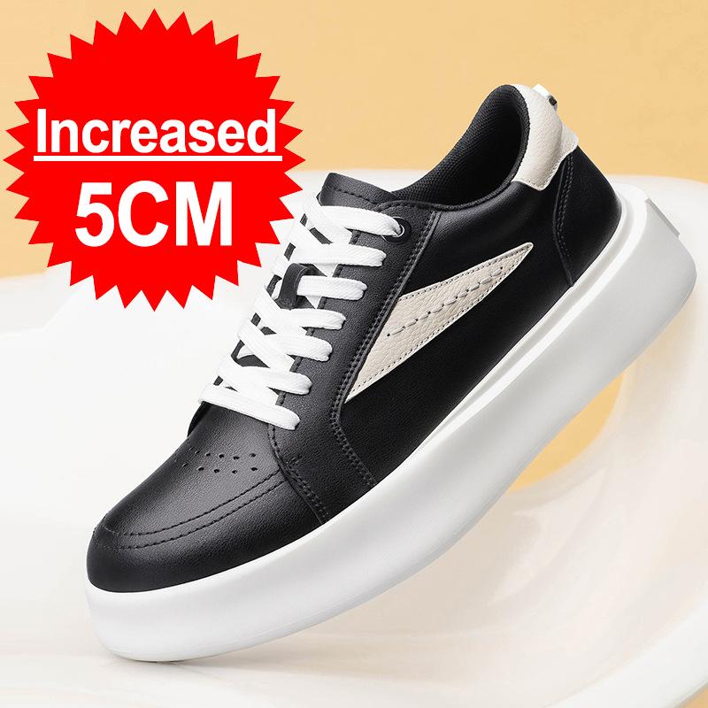 Summer Men Casual Elevator Shoes Head Layer Leather Shoes Invisible Increase 5CM Outdoor Leisure Non-slip Soft Not Tired Feet