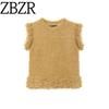 Za New Fall Women's Clothing 2025 Fashion Style Artificial Fur Effect Sleeveless Knitting Tops 5536134