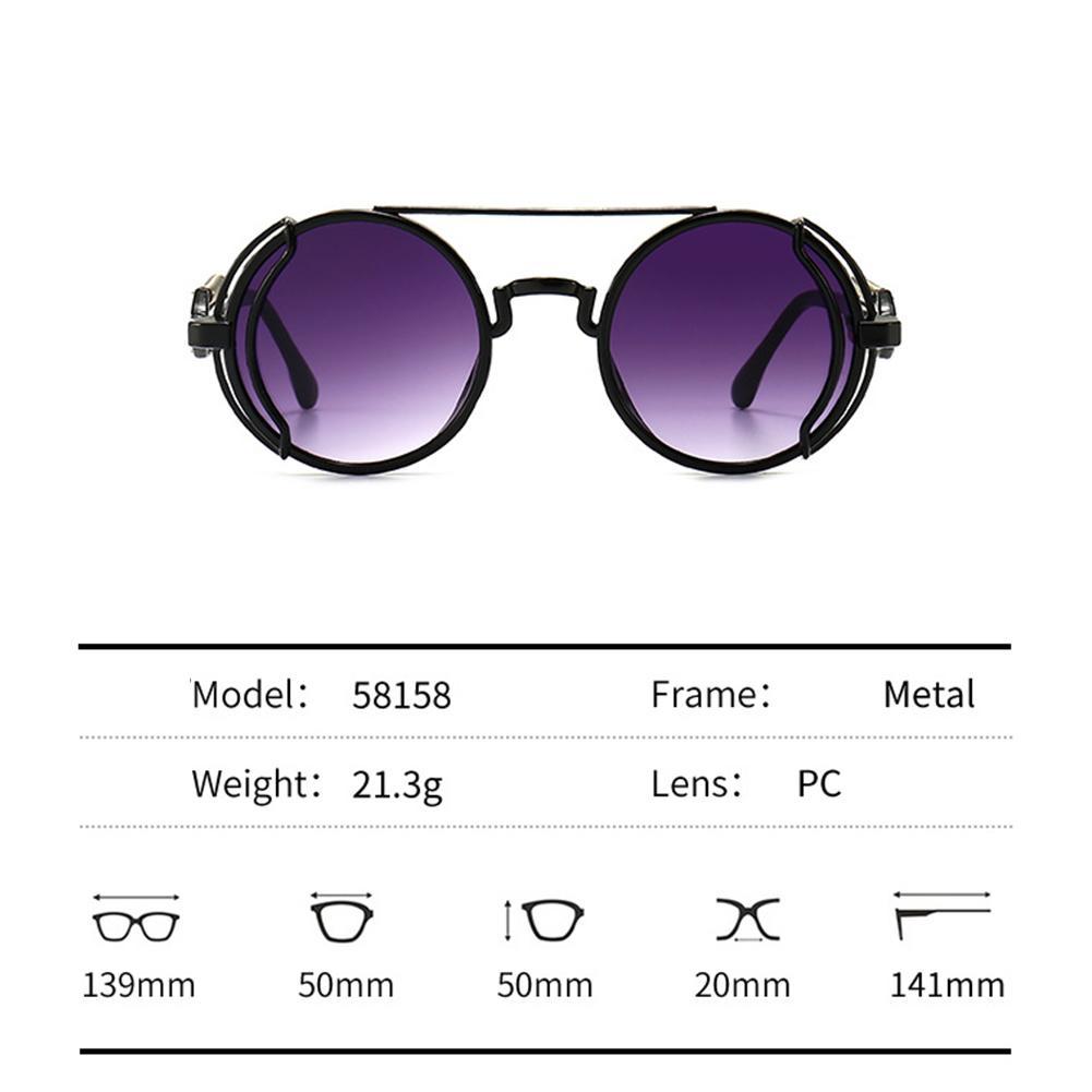 Round Frame Punk Sunglasses Retro Avant-garde Trend European/American And Hollow Men Colorful S B4W8