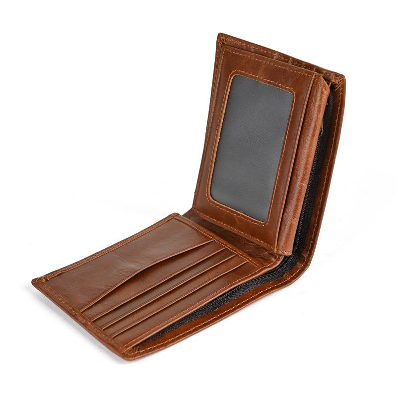 Střední italská bifold peněženka s okénkem na ID pro muže kožená peněženka