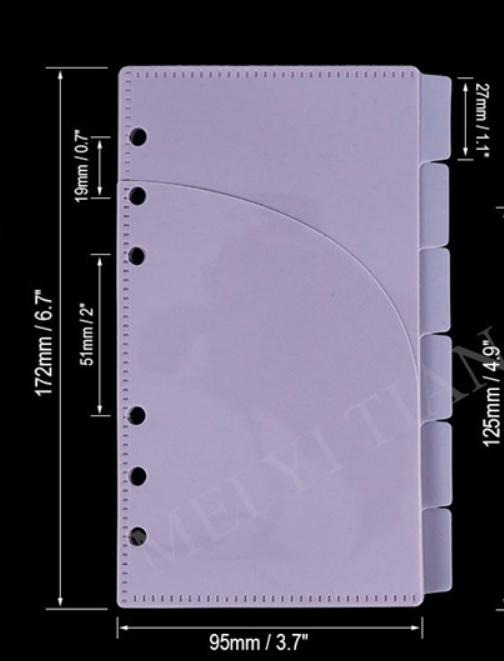 A6 A7 Pockets Binder Folders for 6Ring Notebook Divider Page Waterproof PVC Leaf Document Filing Bag