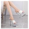 Fashion New Model Shoes Ultra-high Heels 17CM Thin Heels Waterproof Platform Slippers Women's Transparent Crystal Shoes Wedding Shoe