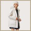 Li Ning Sports Lifestyle Series Solid Color Mid-Length Zipper Long Sleeve Down Jacket Women Outerwear Off-White AYMU190-5