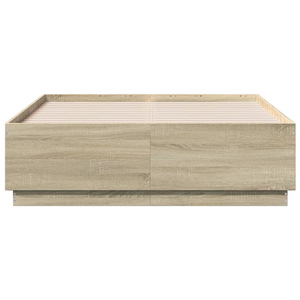 Vidaxl Bed Frame, Sonoma Oak, 120X190 Cm, Wood-Based Material