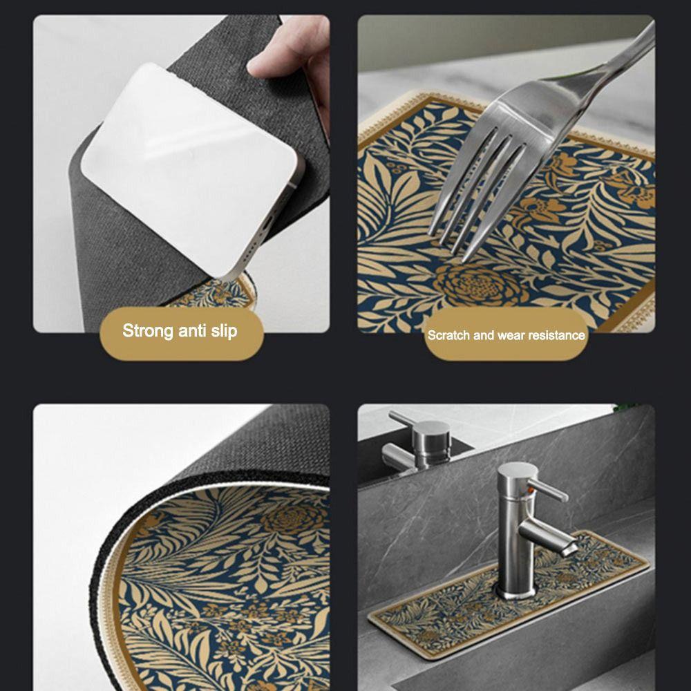 Non-Slip Faucet Draining Mat Self Absorbent Drying Mat Countertop Sink Protector  Home Kitchen