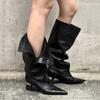 Pointed Special-Shaped Heel Pants Boots, Summer Wide Tube Stacking Boots, Thin High-Heeled Boots