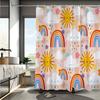 Sun Cloud Rainbow Cartoon Digital Print Shower Curtain - Machine Washable, Non-Woven Polyester,All-Season Bathroom/Home Decor