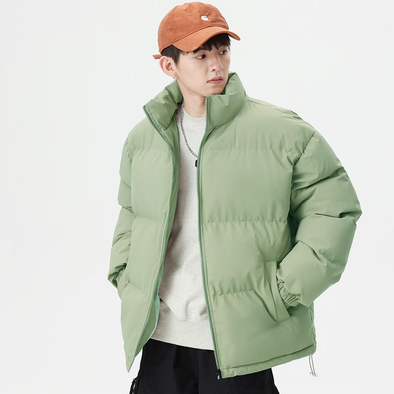 Autumn and Winter  Dopamine  Cotton  Jacket, Men's Stand-up Collar Coat, Men's  Thick Pure Color Warm Cotton Jacket, Cotton Coat