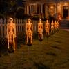 Spooky Garden Path Lighting 2Pcs Solar Skeleton Stake Light, Halloween Glowing Realistic Figurine, Waterproof Illuminated Yard Accents Outdoor