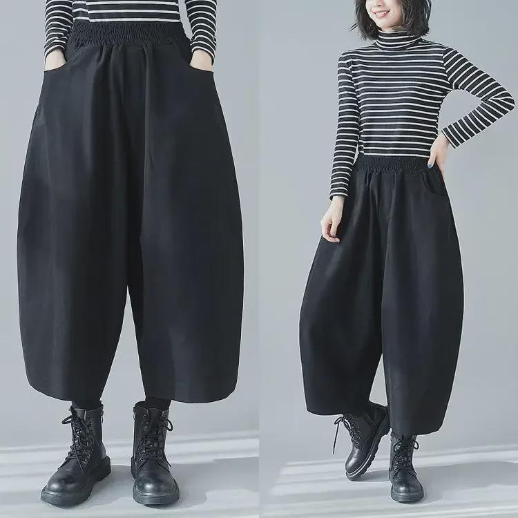 Dámské ležérní banánové kalhoty plus size - Jarní kolekce 2023, Volný devítibodový styl harémového typu se širokými nohavicemi