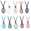 Adjustable Natural Stone Crystal Net Bag Necklace - European & American Style Pendant Rope