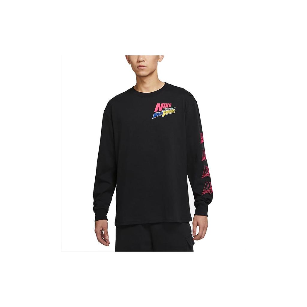 Nike Sportswear Graphic Print Long Sleeve T-Shirt Men Tops Black DM7916-010